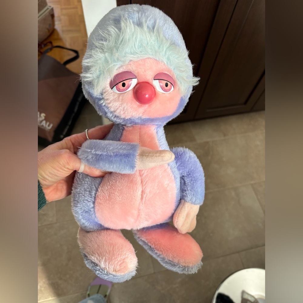 1982 Vintage Stuffed Planet Animals Purple and pink Alien 12" Plush